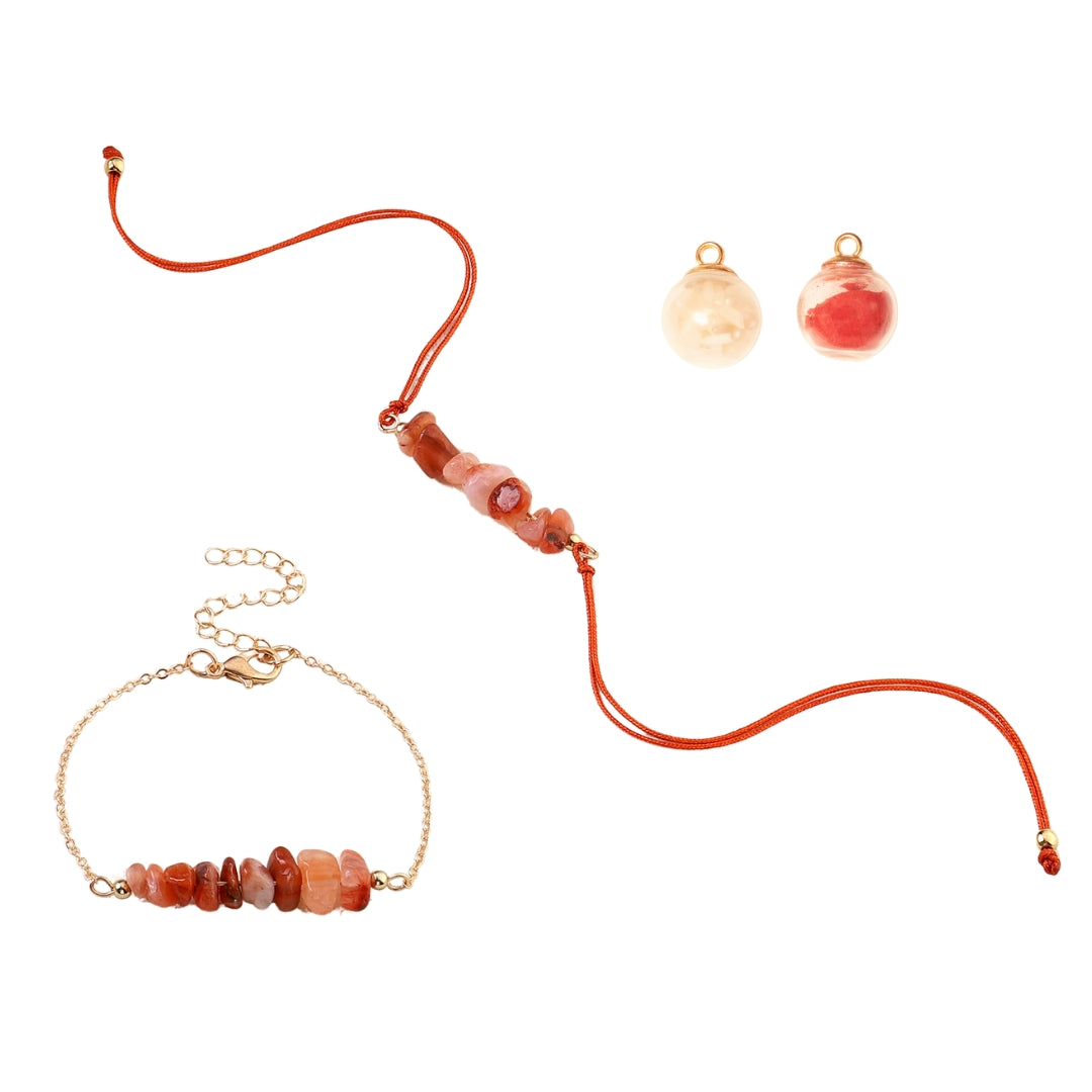Tangerine Quartz Rakhi for Bhaiya and Bhabhi