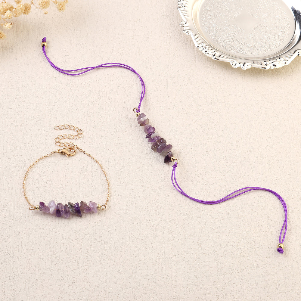 Amethyst Rakhi for Bhaiya and Bhabhi - Salty Accessories