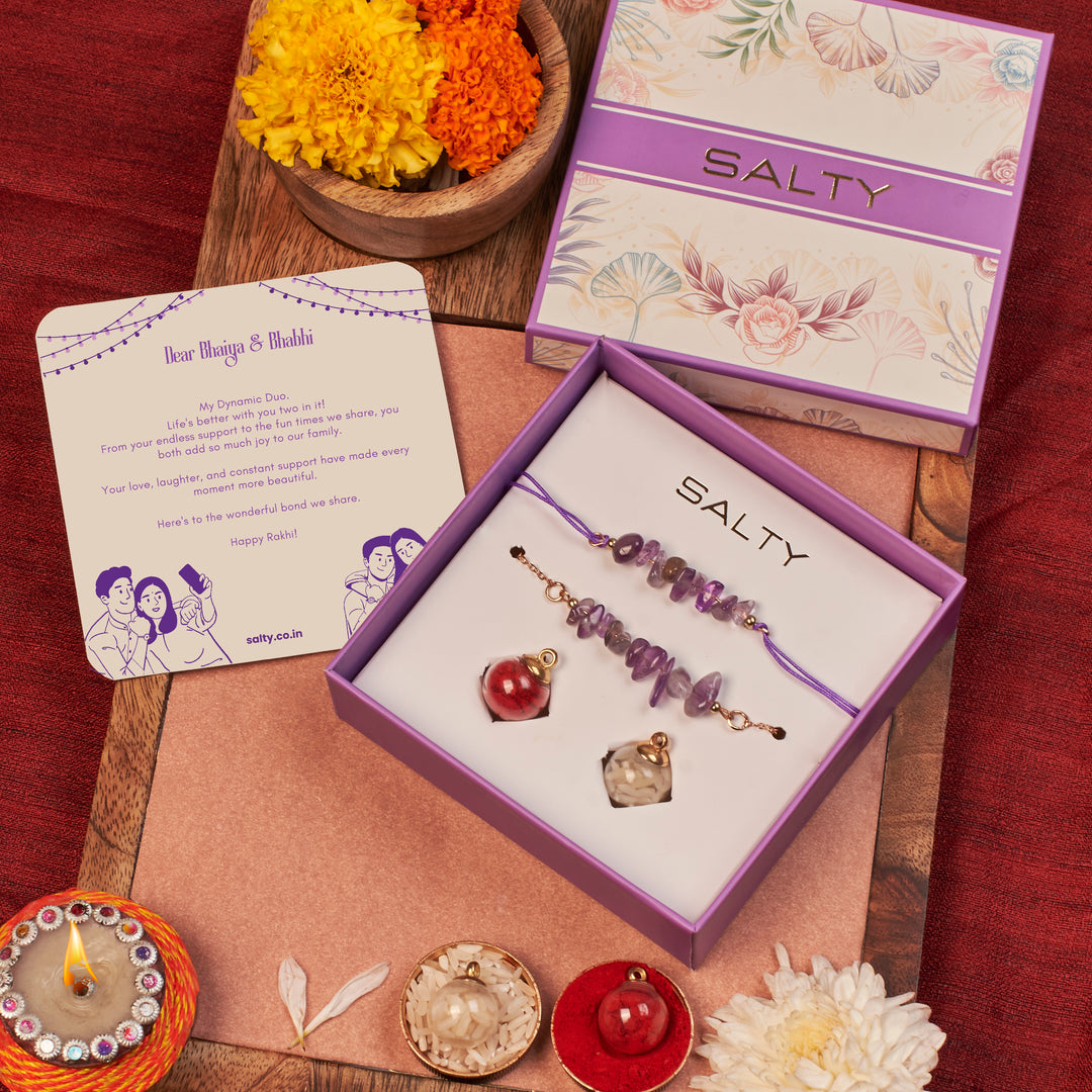 Amethyst Rakhi for Bhaiya and Bhabhi - Salty Accessories