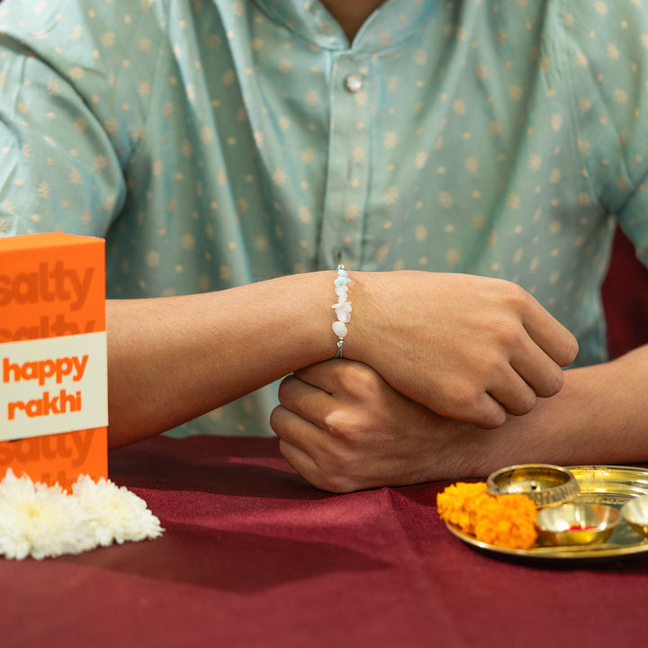Neel Aashirwad Aquamarine Rakhi for Bhaiya