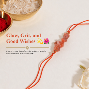 Kesari Utsav Tangerine Quartz Rakhi for Bhaiya