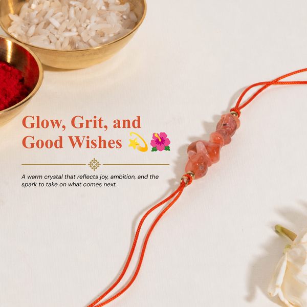 Kesari Utsav Tangerine Quartz Rakhi for Bhaiya