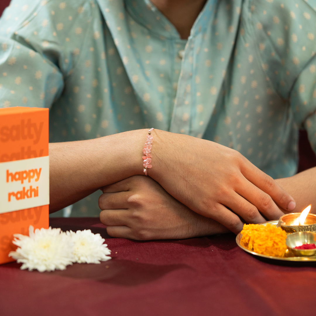 Prem Rose Quartz Rakhi for Bhaiya