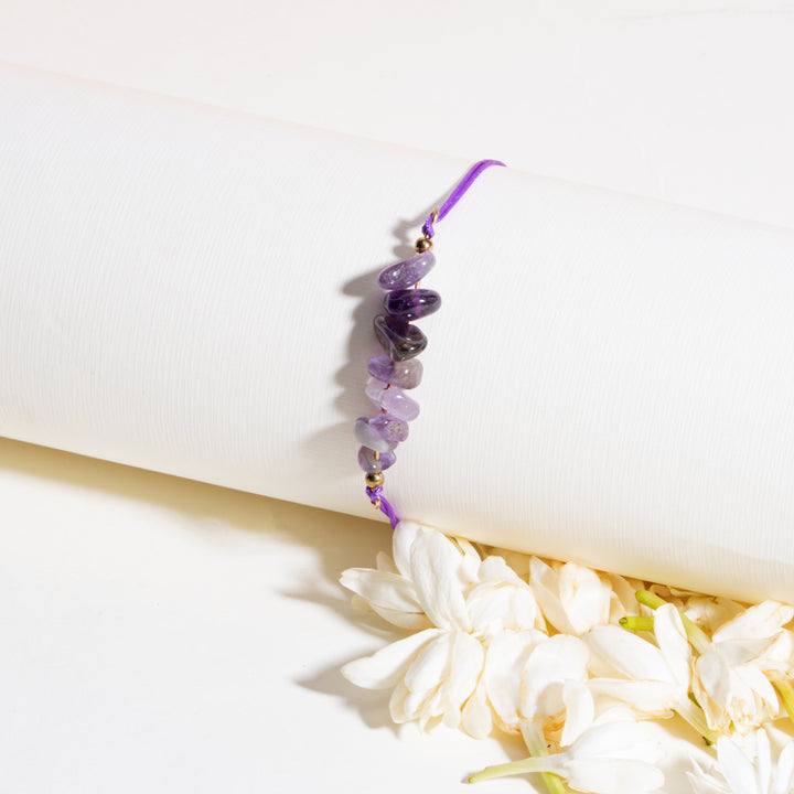 Amethyst Healing Stone Designer Thread Rakhi - Pack of 5