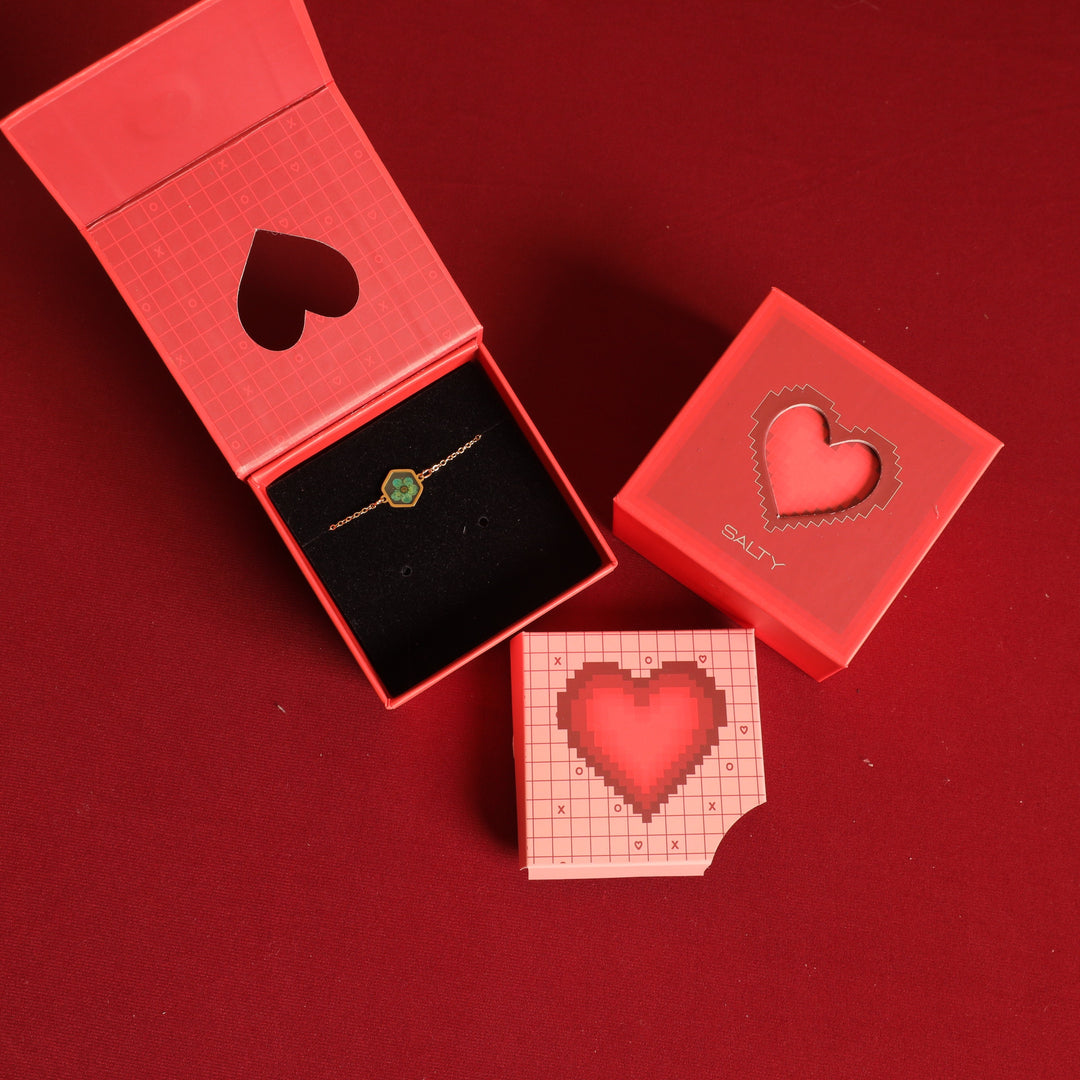 Blue Moon Resin Gold Bracelet With Valentine Box - Salty Accessories