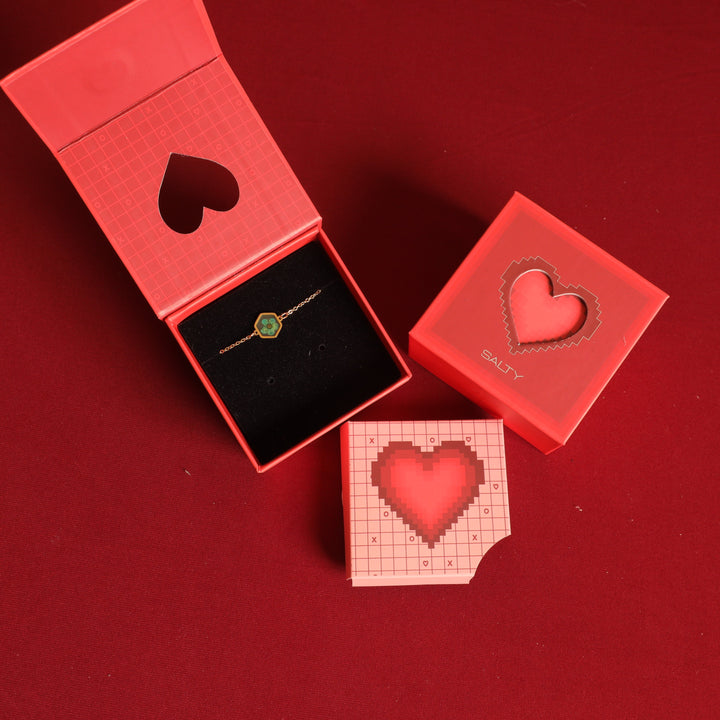 Blue Moon Resin Gold Bracelet With Valentine Box - Salty Accessories