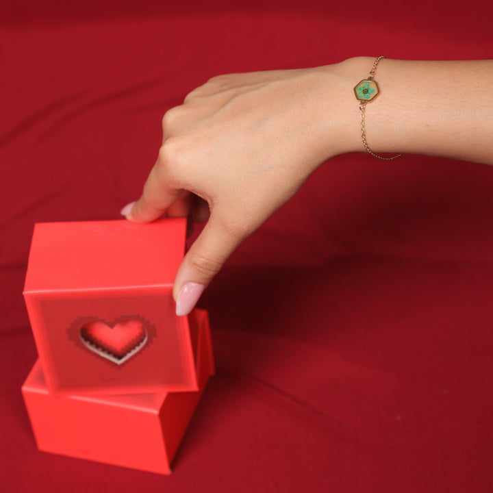Blue Moon Resin Gold Bracelet With Valentine Box - Salty Accessories