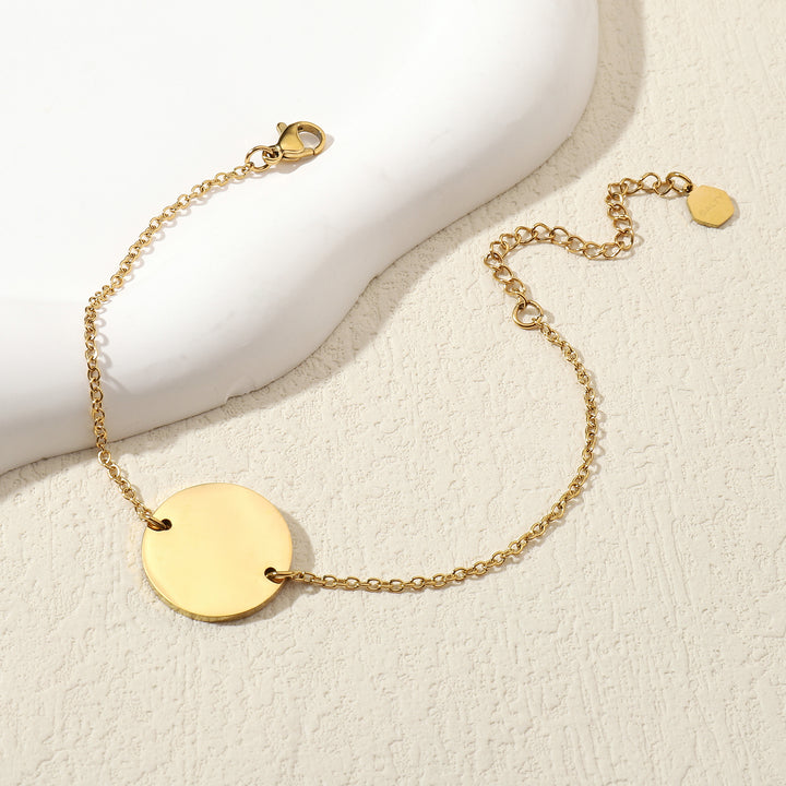 Minimal Round  Personalised Golden Bracelet