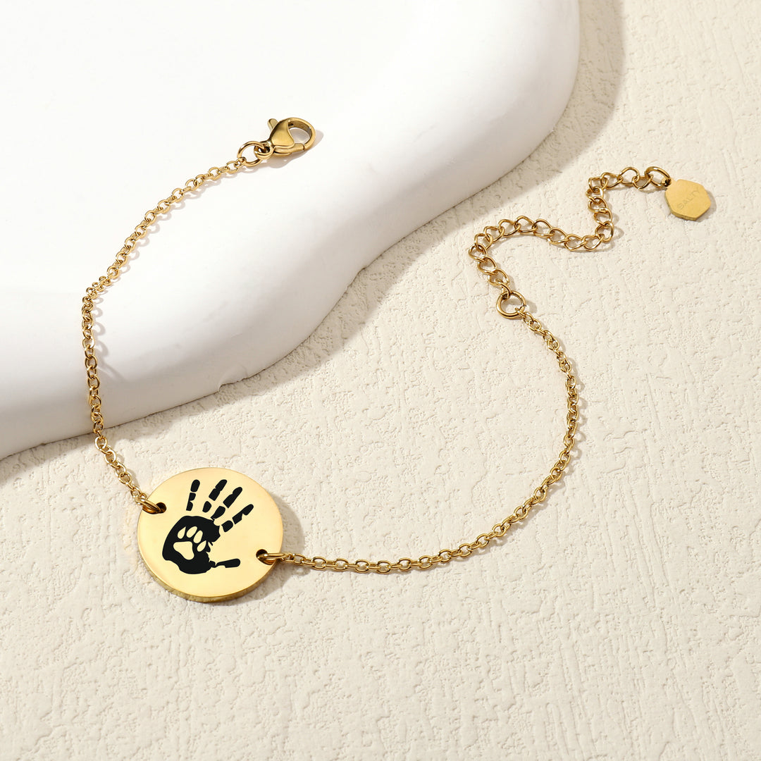 Minimal Round  Personalised Golden Bracelet