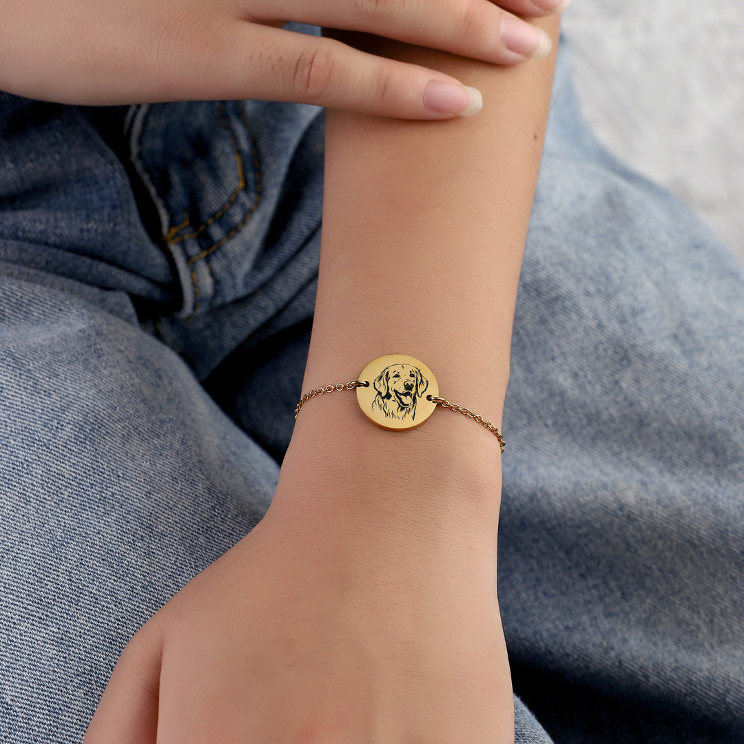 Minimal Round  Personalised Golden Bracelet