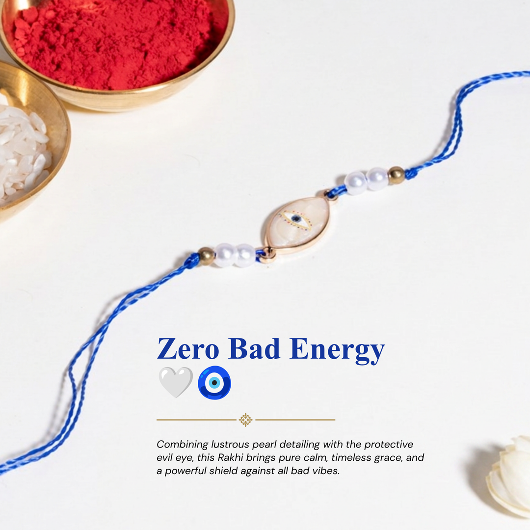 Talisman Pearl Evil Eye Designer Thread Rakhi - Pack of 5