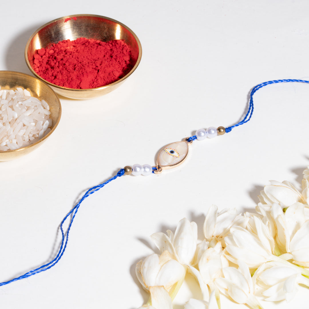 Talisman Pearl Evil Eye Designer Thread Rakhi - Pack of 5