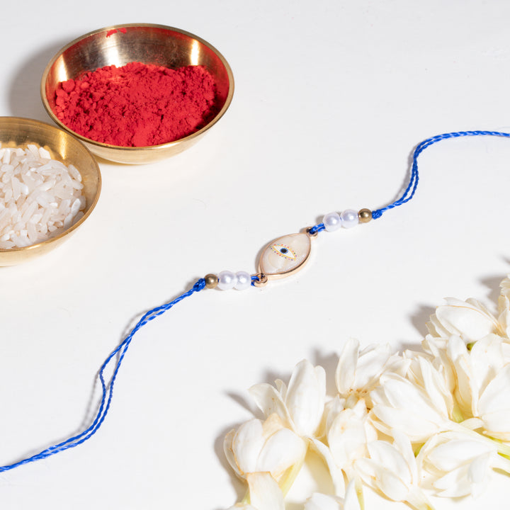 Talisman Pearl Evil Eye Designer Thread Rakhi - Pack of 5