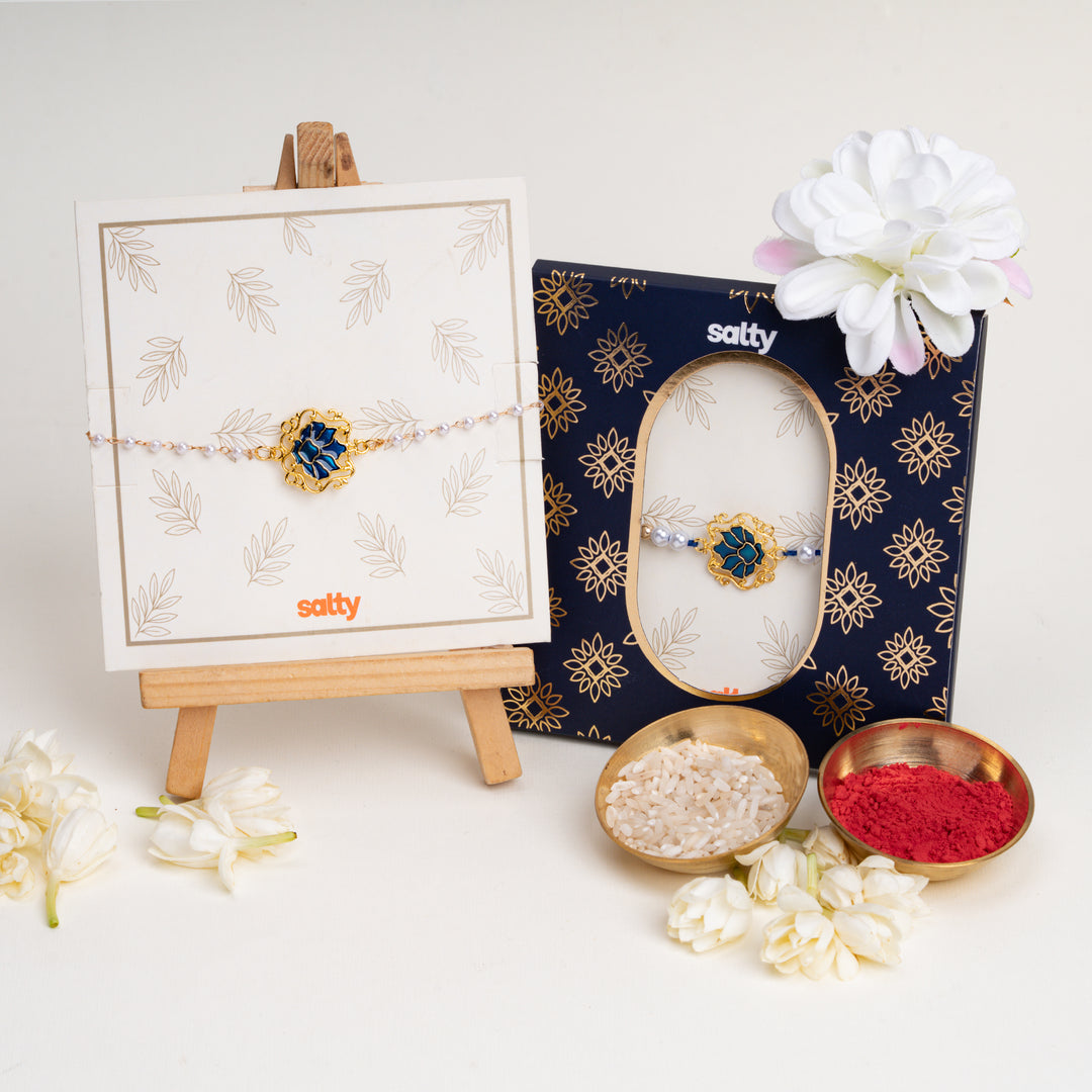 Sapphire Lotus Rakhi for Bhaiya and Bhabhi