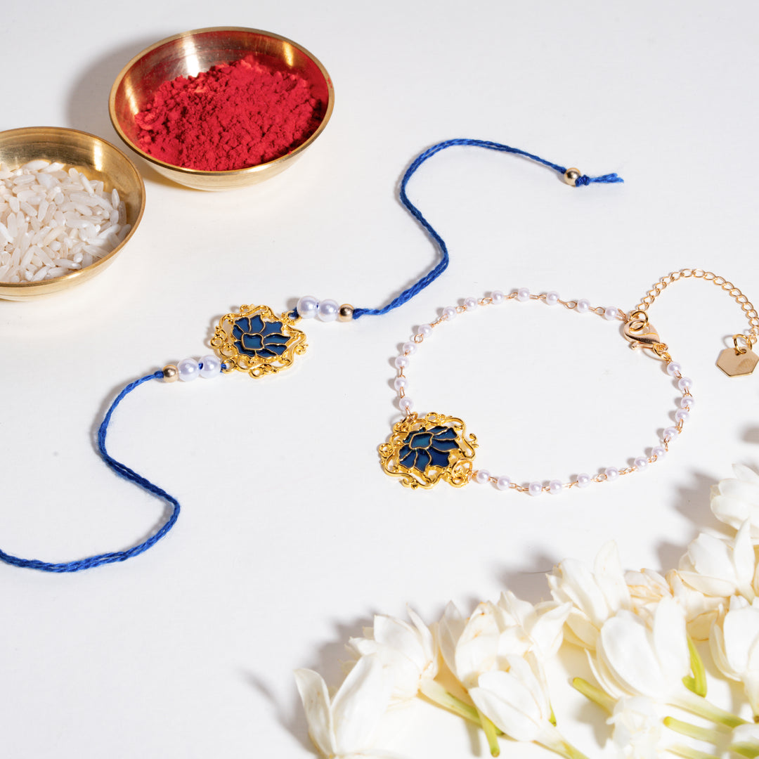 Sapphire Lotus Rakhi for Bhaiya and Bhabhi
