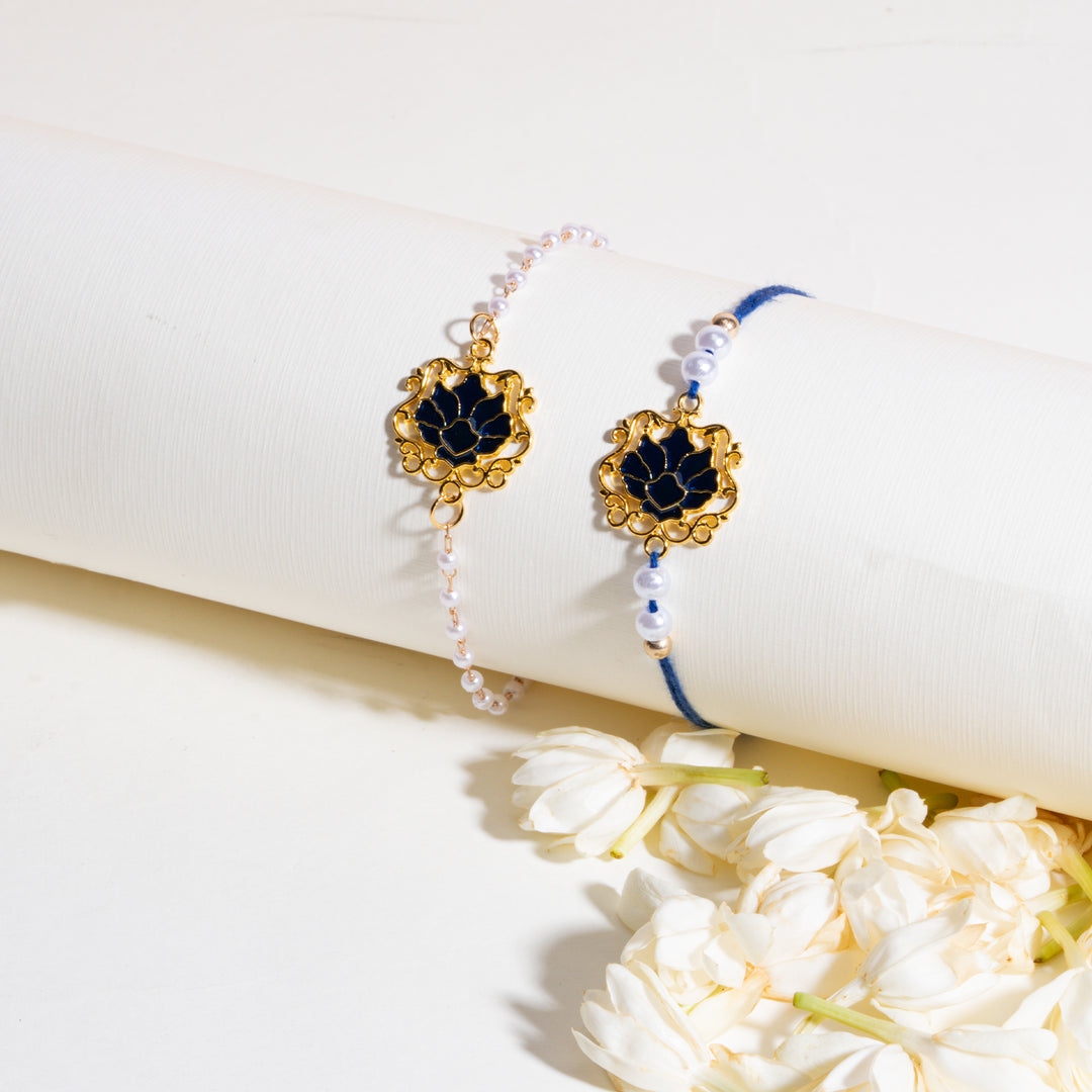 Sapphire Lotus Rakhi for Bhaiya and Bhabhi