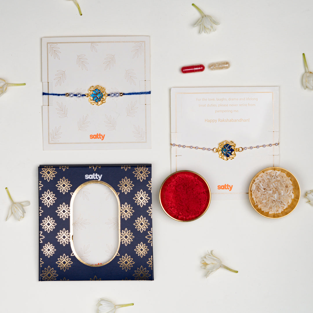 Sapphire Lotus Rakhi for Bhaiya and Bhabhi