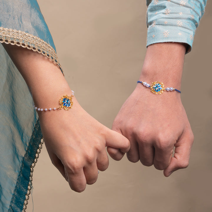 Sapphire Lotus Rakhi for Bhaiya and Bhabhi