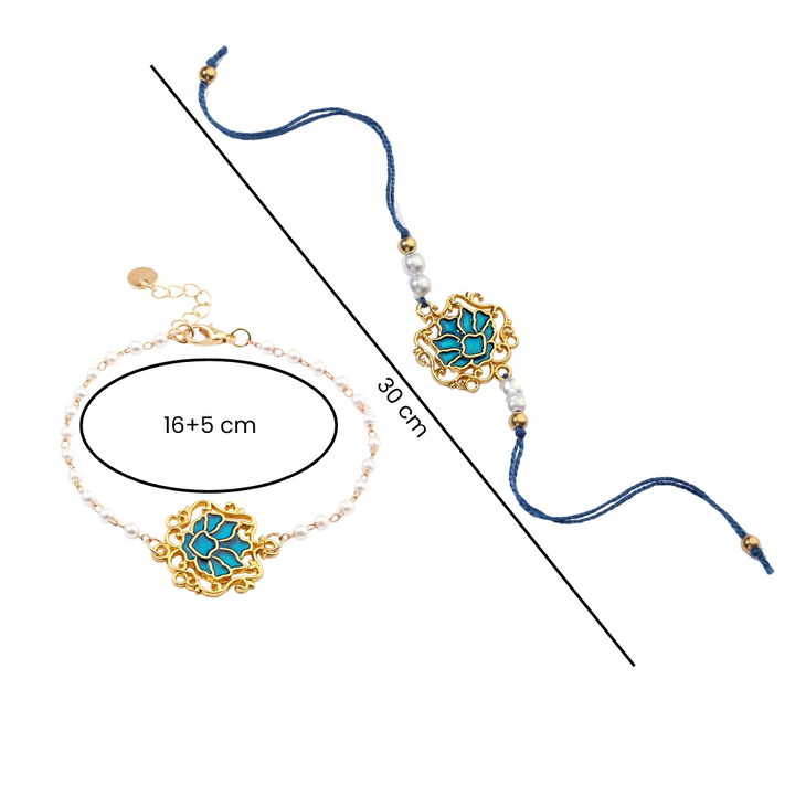 Sapphire Lotus Rakhi for Bhaiya and Bhabhi