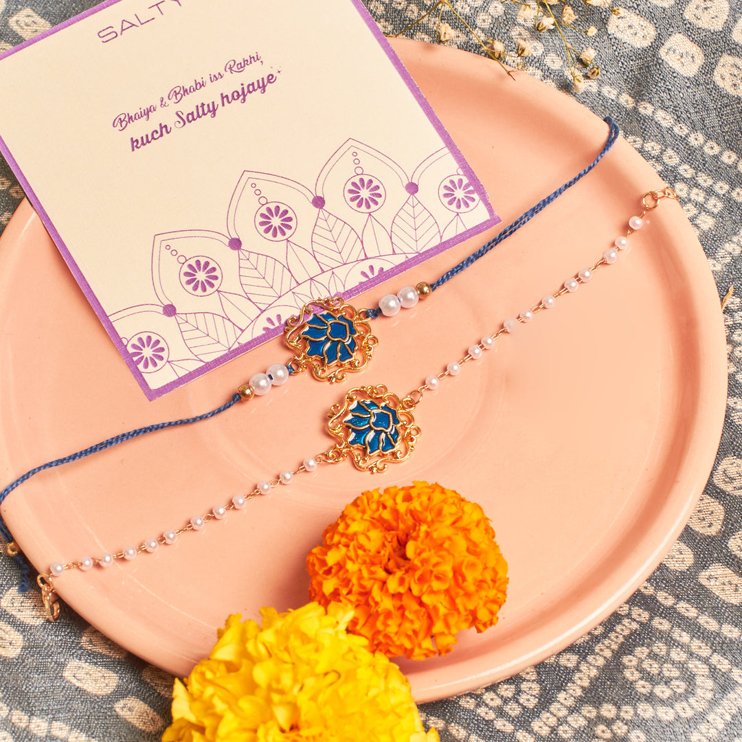 Sapphire Lotus Rakhi for Bhaiya and Bhabhi