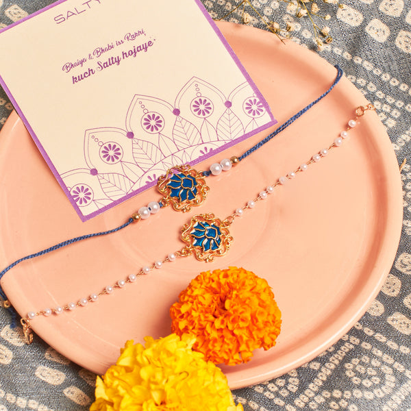 Sapphire Lotus Rakhi for Bhaiya and Bhabhi