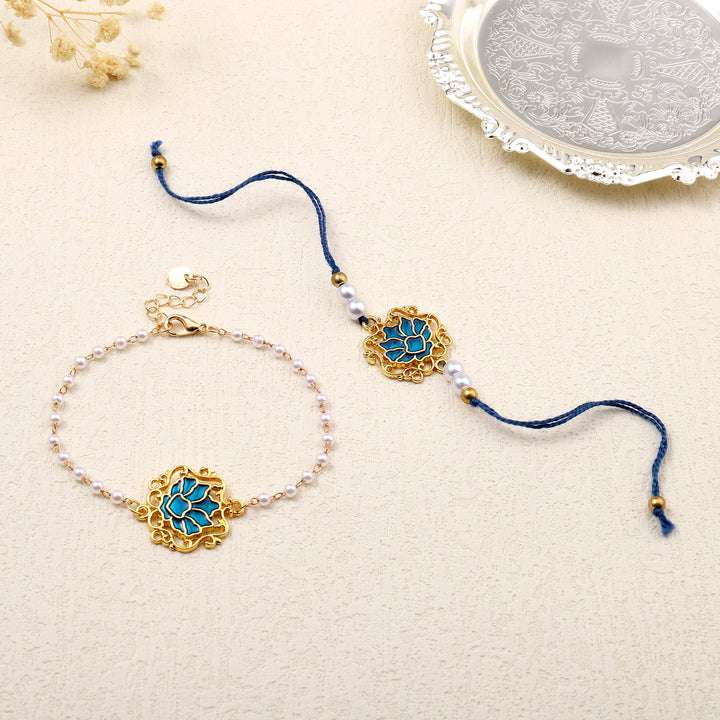Sapphire Lotus Rakhi for Bhaiya and Bhabhi