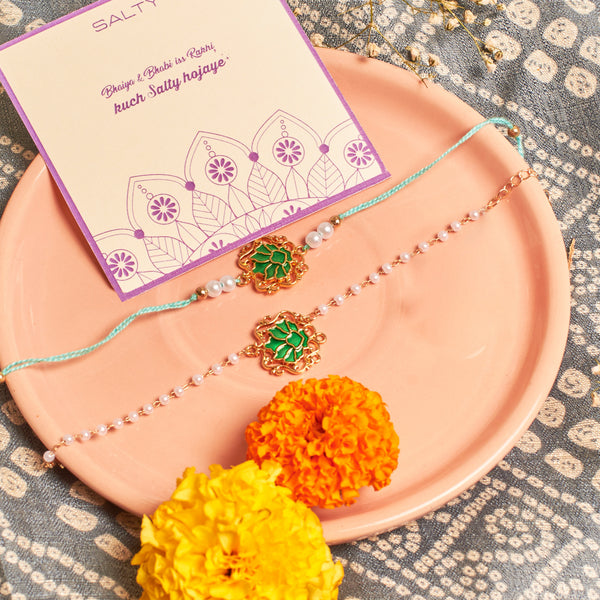 Moss Lotus Rakhi for Bhaiya and Bhabhi