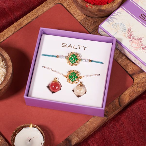 Moss Lotus Rakhi for Bhaiya and Bhabhi