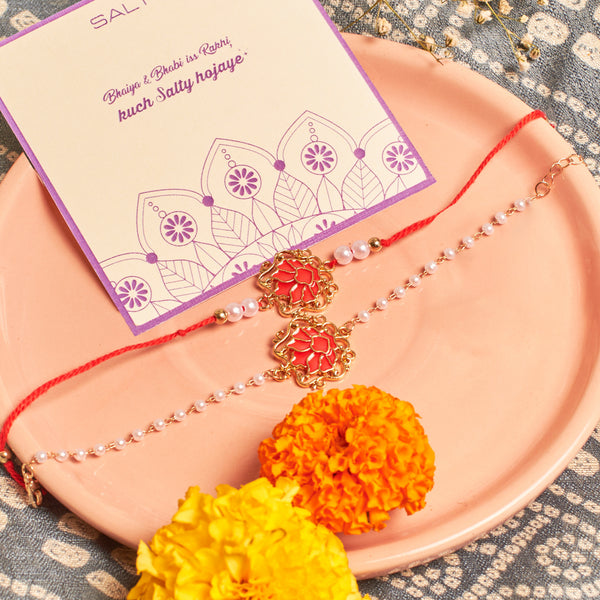 Ruby Lotus Rakhi for Bhaiya and Bhabhi