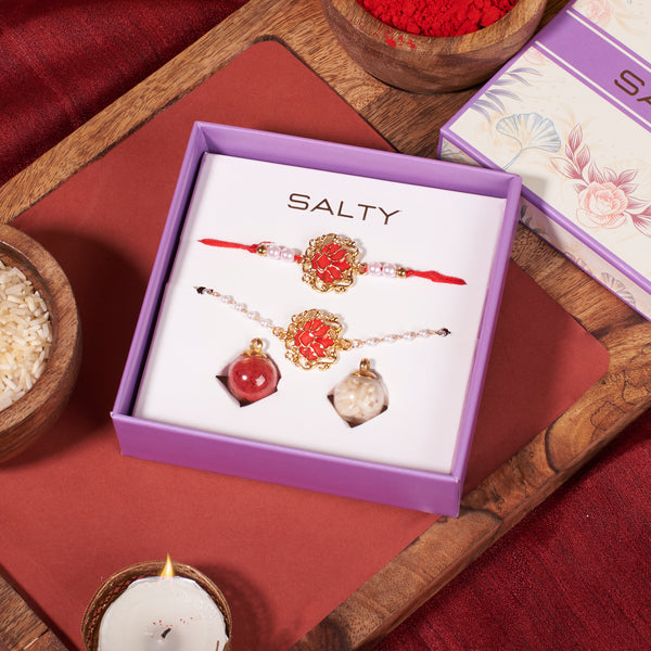 Ruby Lotus Rakhi for Bhaiya and Bhabhi