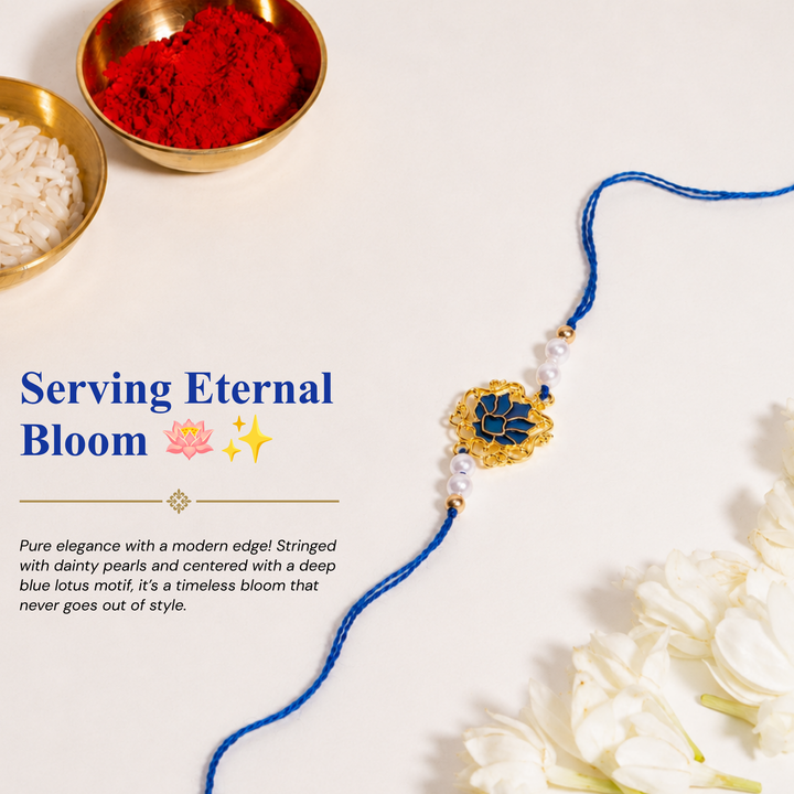 Men Tranquil Lotus Pearl Designer Thread Rakhi - Pack of 2