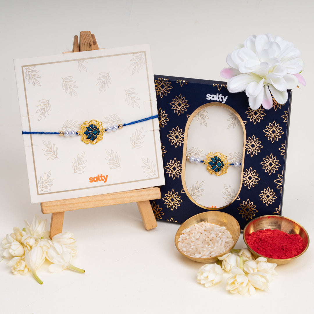 Men Tranquil Lotus Pearl Designer Thread Rakhi - Pack of 2