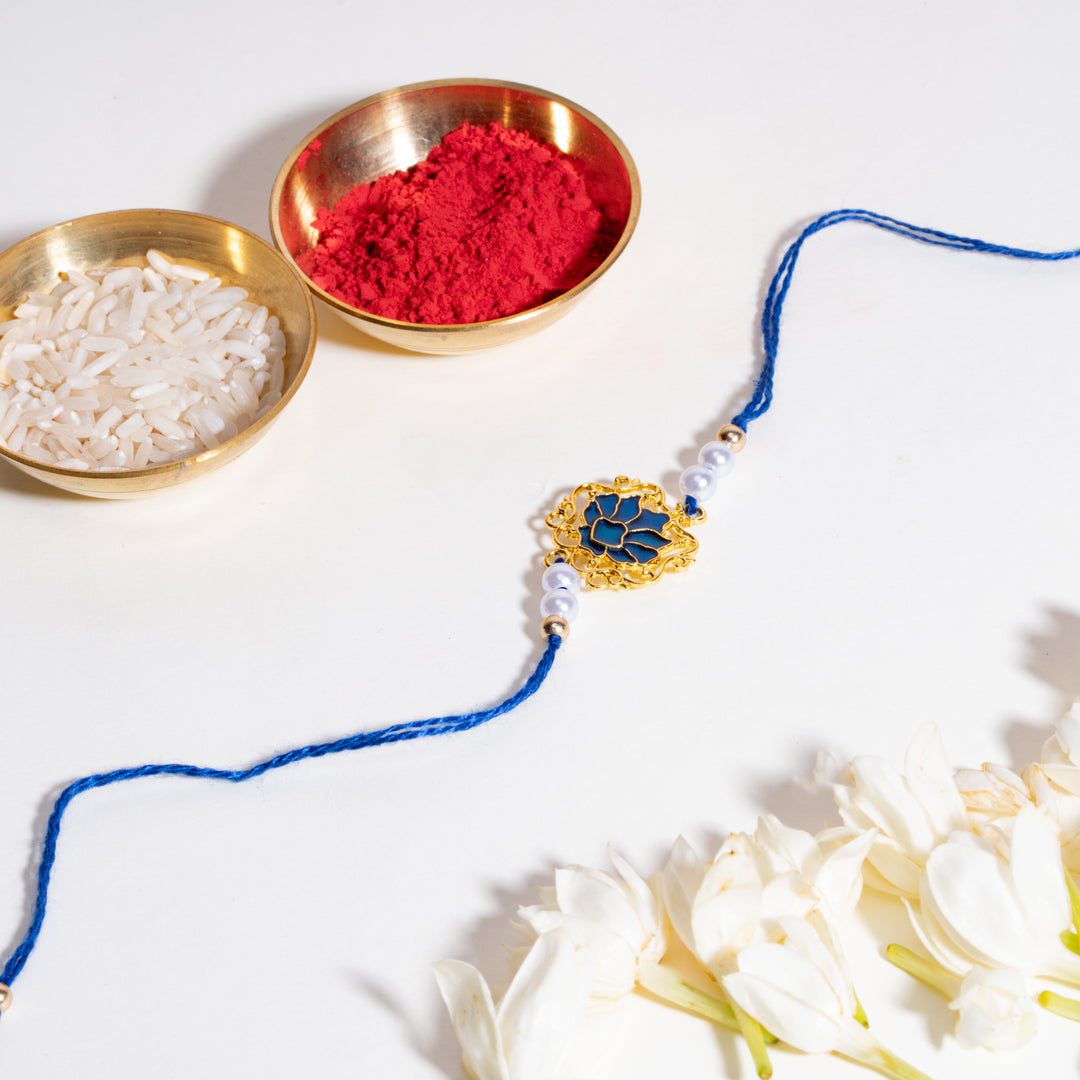 Men Tranquil Lotus Pearl Designer Thread Rakhi - Pack of 2