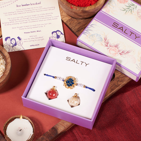Tranquil Blue Lotus Pearl Rakhi