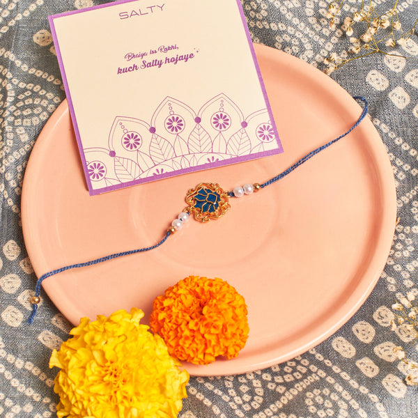Tranquil Blue Lotus Pearl Rakhi