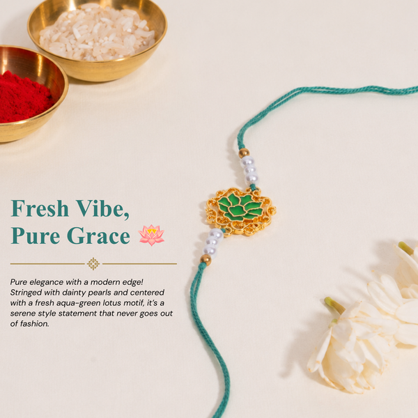 Padma Shanti Green Lotus Rakhi for Bhaiya