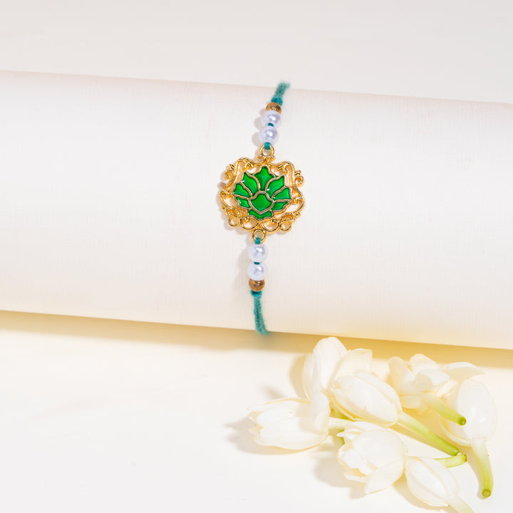 Tranquil Lotus Pearl Designer Thread Rakhi for Brother - Pack of 4