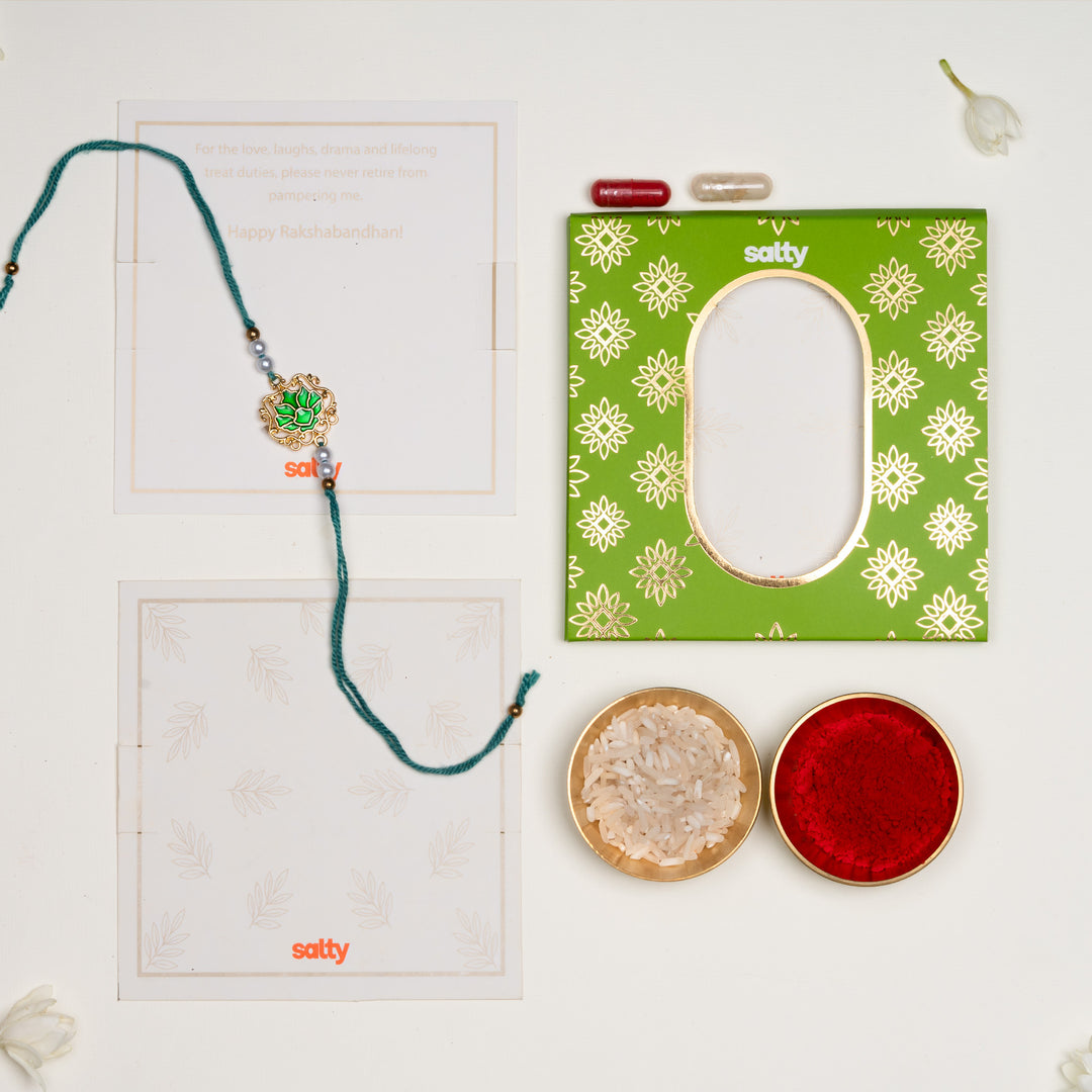 Tranquil Lotus Pearl Designer Thread Rakhi for Brother - Pack of 4