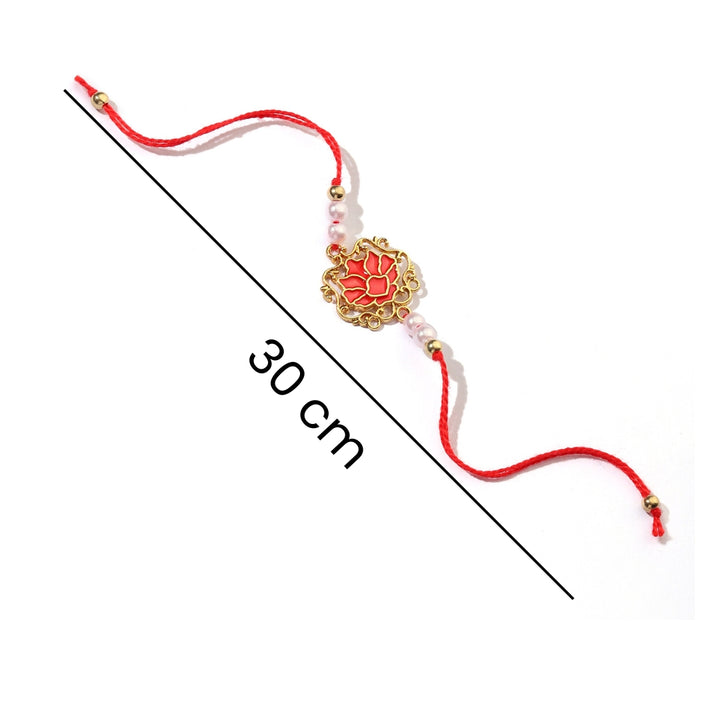 Tranquil Red Lotus Pearl Rakhi - Salty Accessories