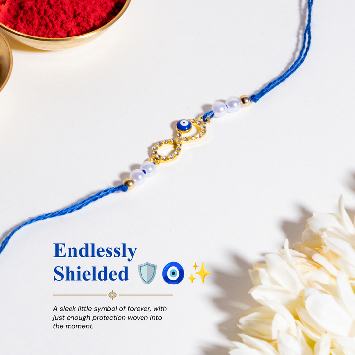 Infinite Love Peal Evil Eye Designer Thread Rakhi for Brother- Pack of 3
