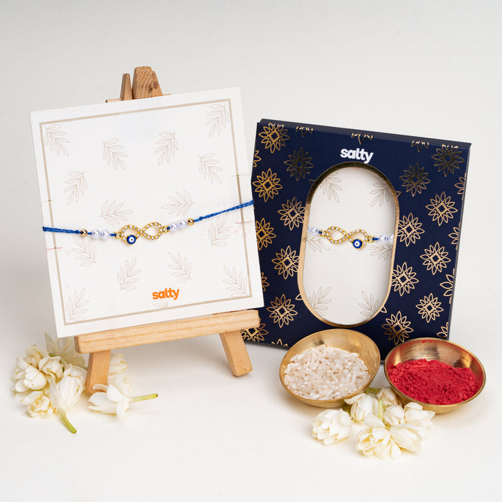 Infinite Love Peal Evil Eye Designer Thread Rakhi for Brother- Pack of 3
