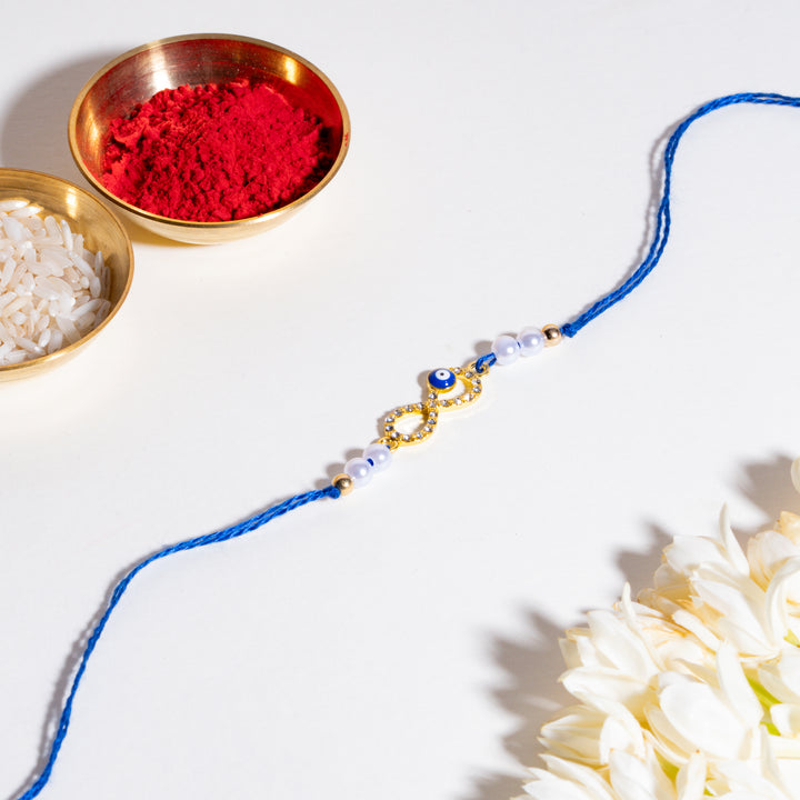 Infinite Love Peal Evil Eye Designer Thread Rakhi for Brother- Pack of 3
