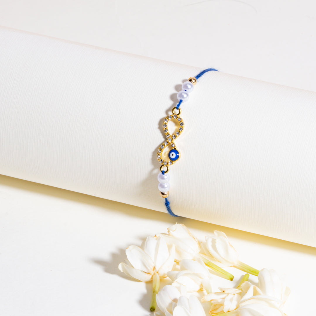Infinite Love Peal Evil Eye Designer Thread Rakhi for Brother- Pack of 3