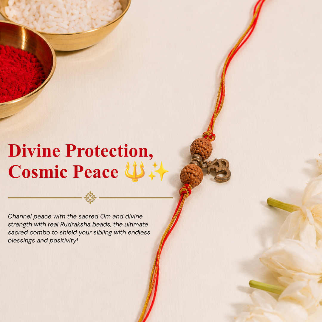 Brother Om Rudraksha Designer Thread Rakhi - Pack of 2