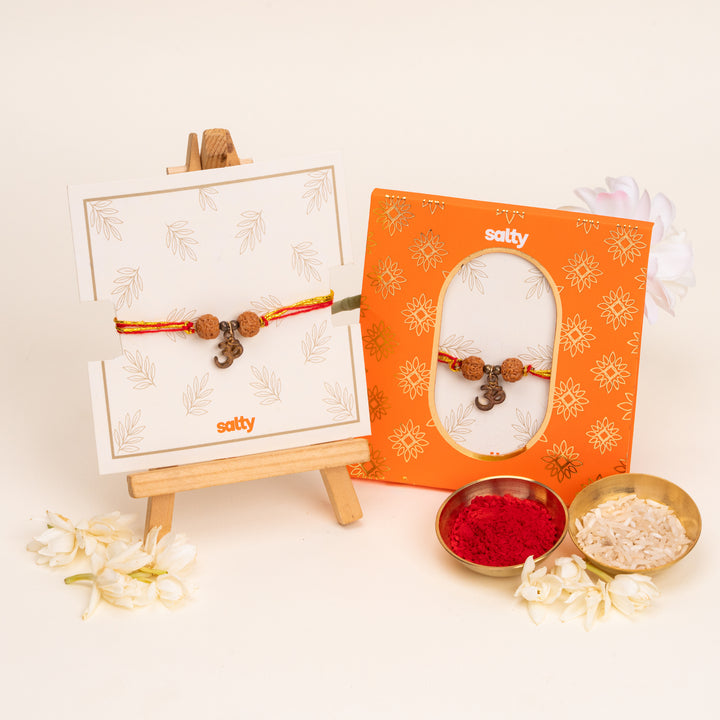 Brother Om Rudraksha Designer Thread Rakhi - Pack of 2