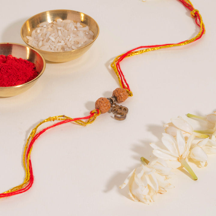 Brother Om Rudraksha Designer Thread Rakhi - Pack of 2