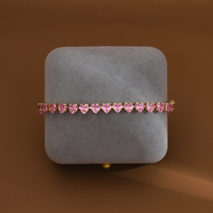 Heartstrings Diamond Tennis Bracelet - Pink