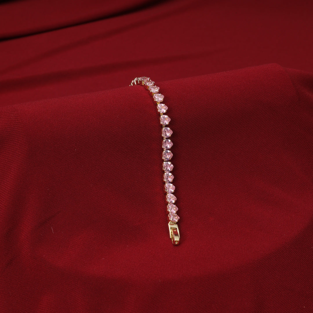Heartstrings Diamond Tennis Bracelet - Pink - Salty Accessories