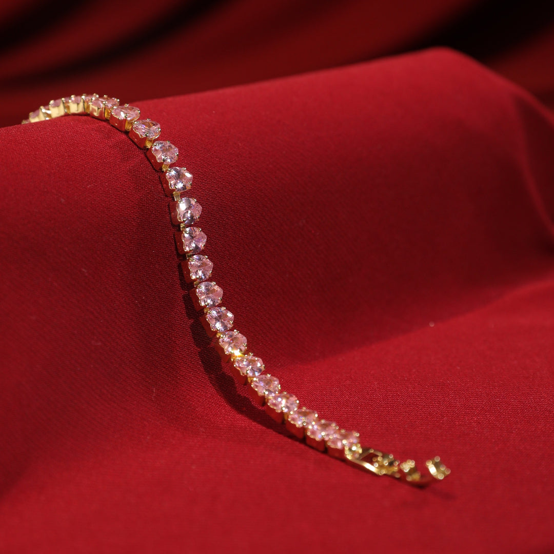 Heartstrings Diamond Tennis Bracelet - Pink
