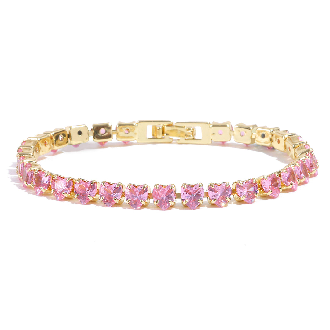Heartstrings Diamond Tennis Bracelet - Pink